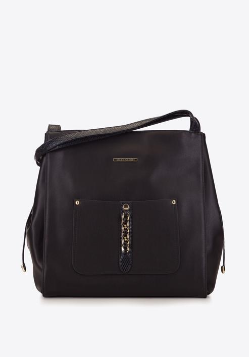Shopper-Tasche mit Schlagenhautmotiv, schwarz, 93-4Y-425-1, Bild 1