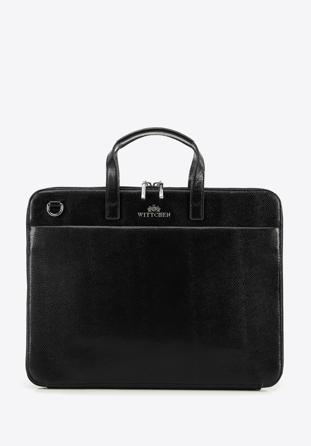 13-Zoll-Laptoptasche aus Leder für Damen, slim, schwarz-silber, 95-4E-648-11, Bild 1