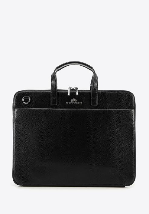 13-Zoll-Laptoptasche aus Leder für Damen, slim, schwarz-silber, 95-4E-648-3, Bild 1