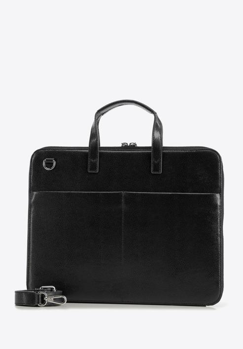 13-Zoll-Laptoptasche aus Leder für Damen, slim, schwarz-silber, 95-4E-648-3, Bild 2