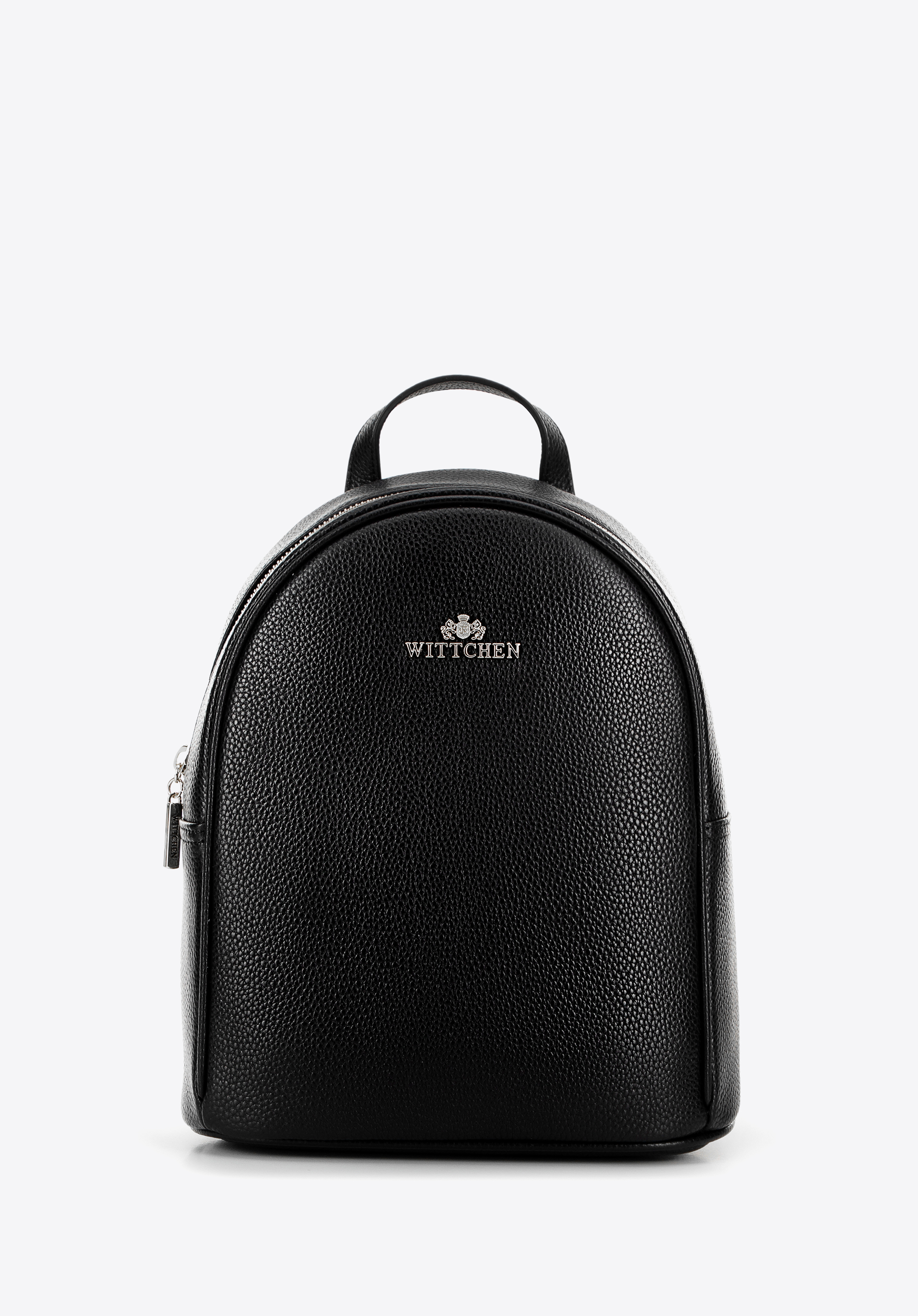 Abgerundeter Lederrucksack für Damen, schwarz-silber, 100-4E-609-1S, Bild 1