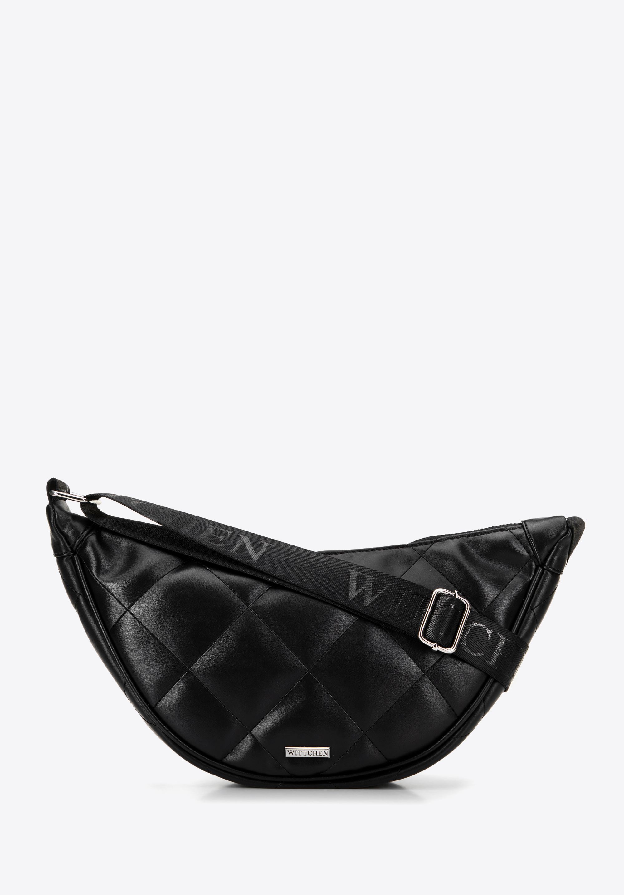 Baguette-Tasche für Damen mit geometrischen Nähten, schwarz-silber, 100-4Y-422-1S, Bild 1