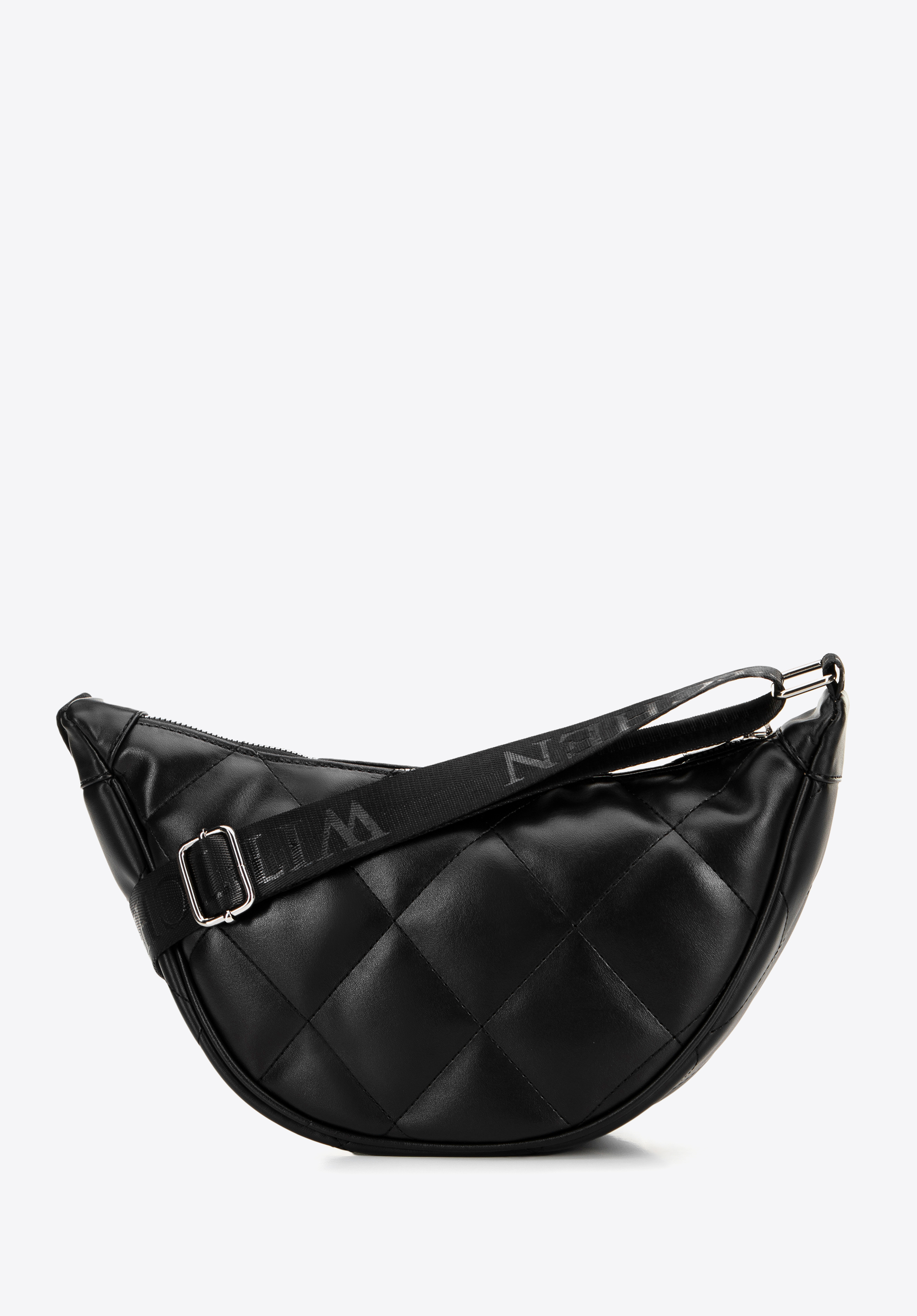 Baguette-Tasche für Damen mit geometrischen Nähten, schwarz-silber, 100-4Y-422-1S, Bild 1