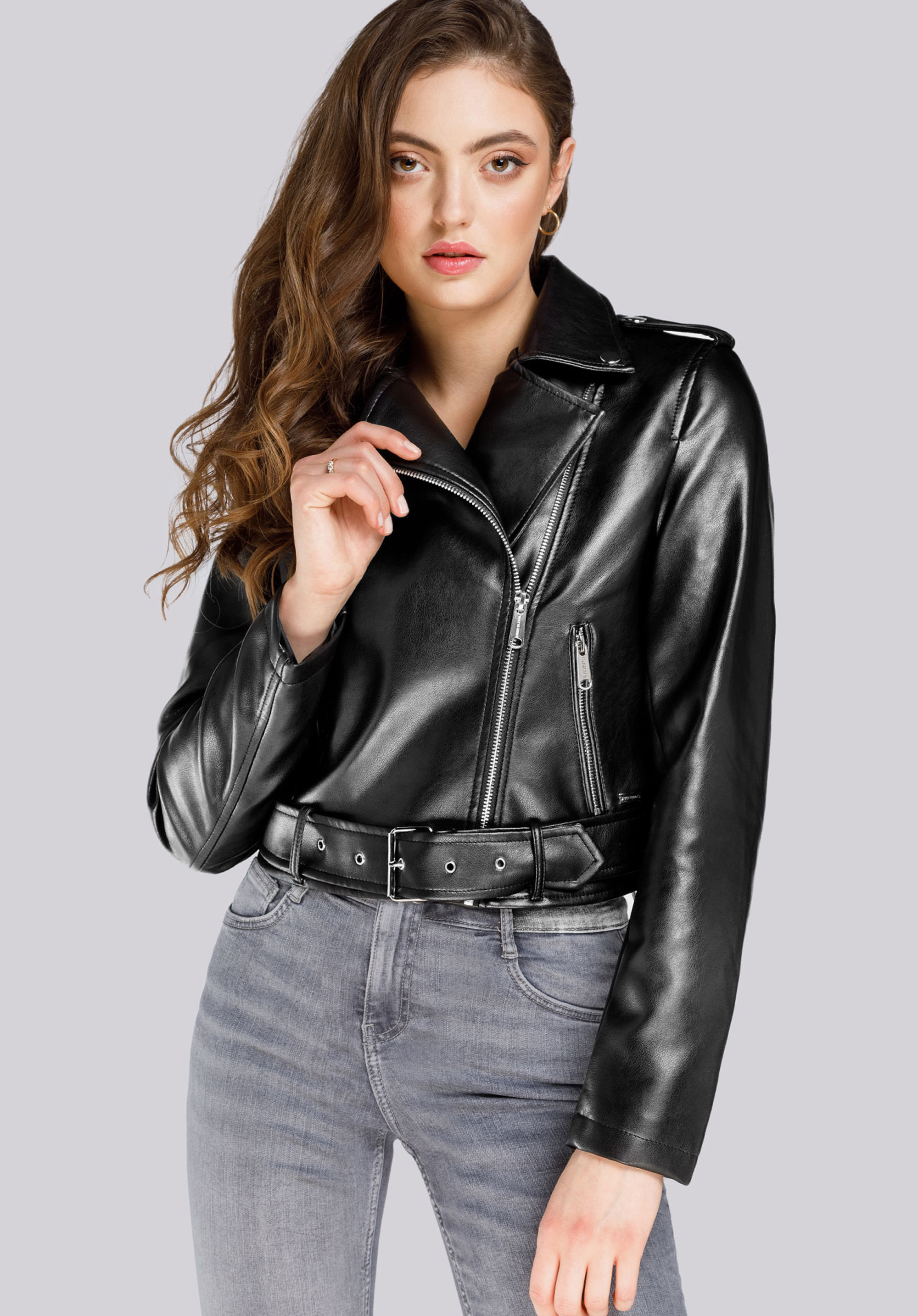 Cropped Jacke für Damen, schwarz-silber, 94-9P-105-1S-2XL, Bild 1