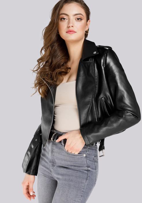 Cropped Jacke für Damen, schwarz-silber, 94-9P-105-P-XL, Bild 3