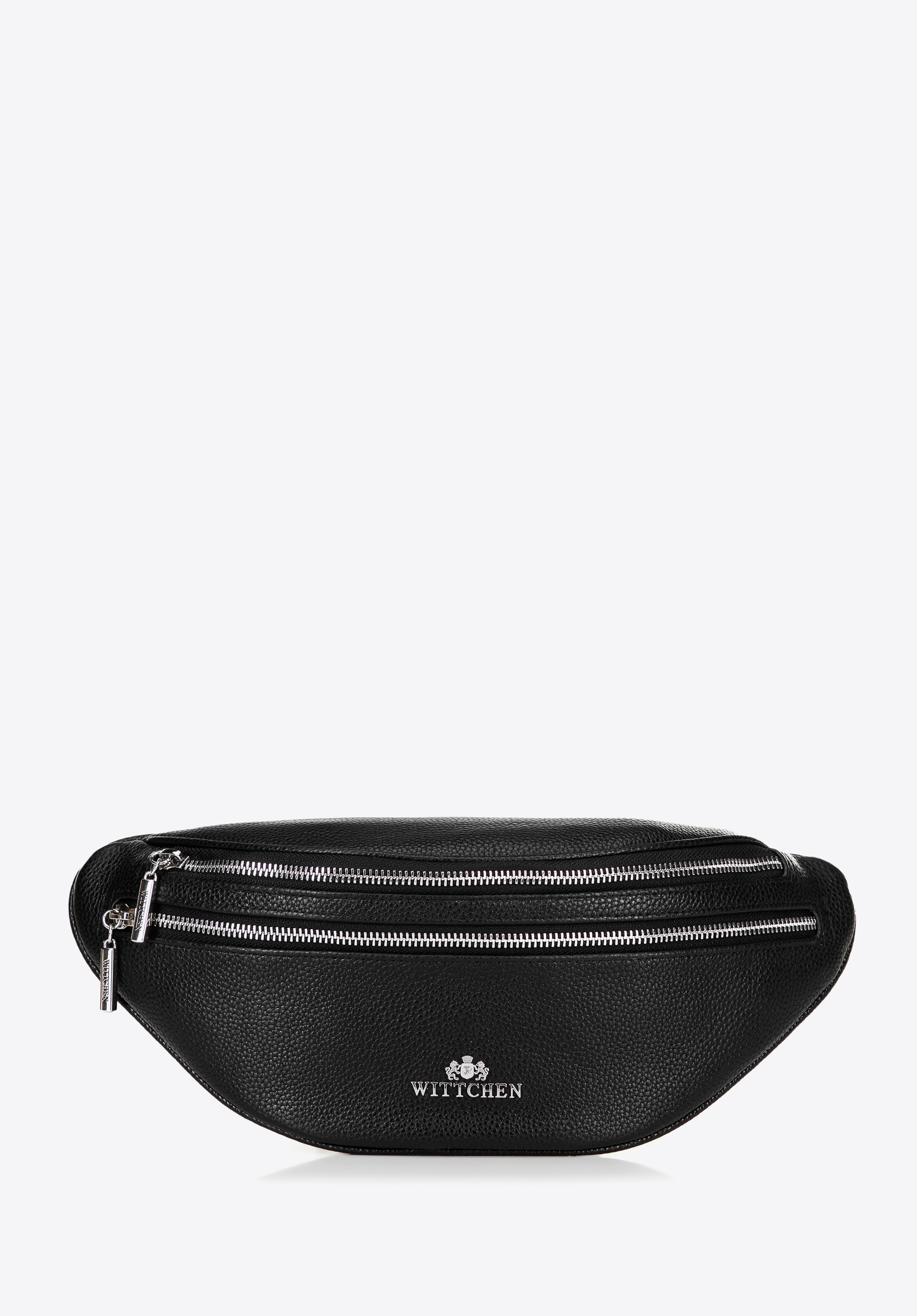 Damen Gürteltasche aus Leder, schwarz-silber, 100-3E-615-1S, Bild 1
