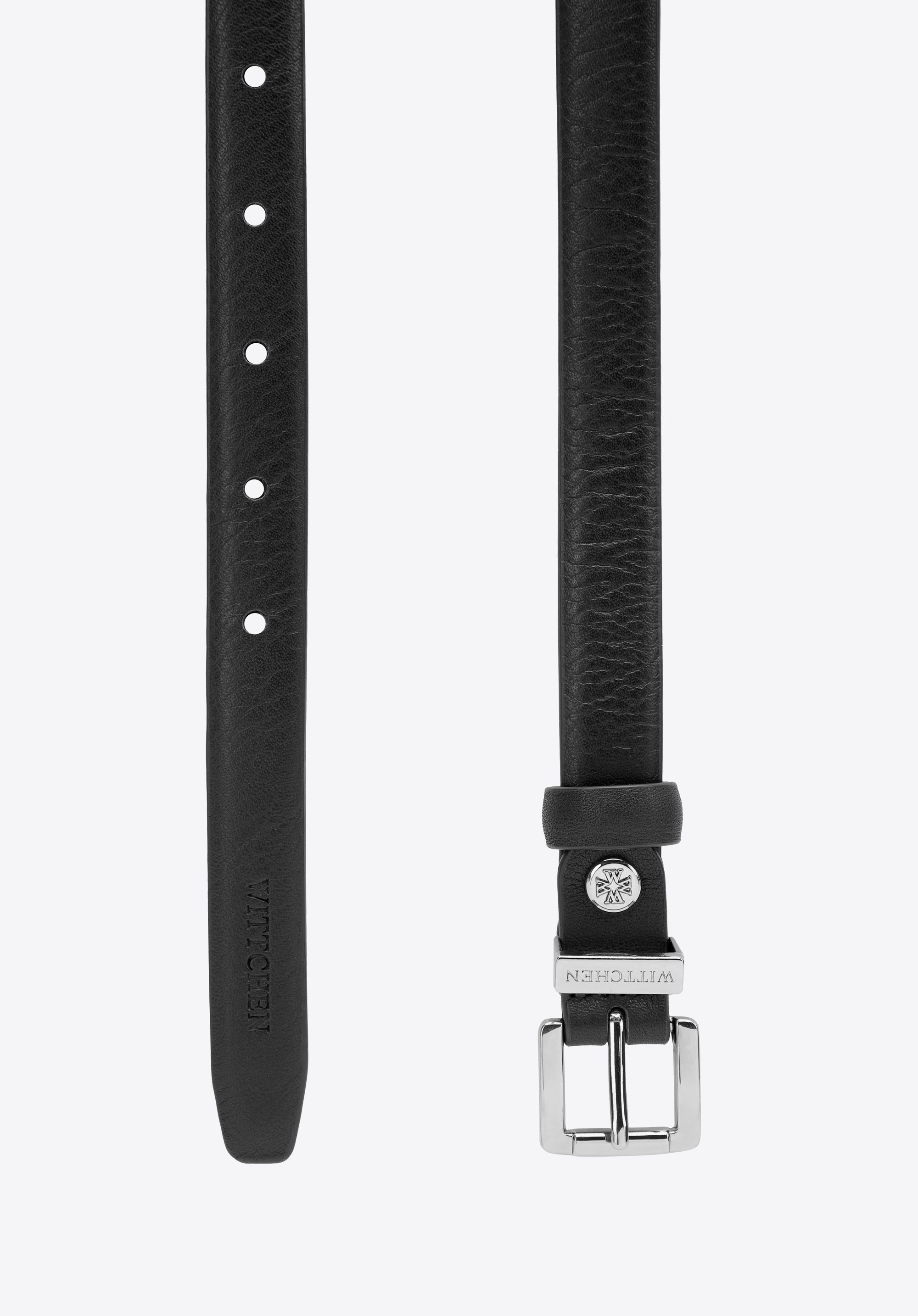 Damen-Ledergürtel mit rechteckiger Schnalle, schwarz-silber, 103-8D-206-1-M_L, Bild 1