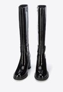 Damen-Stiefel aus Leder mit Blockabsatz, schwarz-silber, 95-D-516-1-41, Bild 2