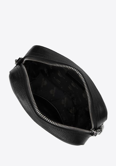 Damen-Umhängetasche aus Leder mit Kette, schwarz-silber, 29-4E-015-4, Bild 3