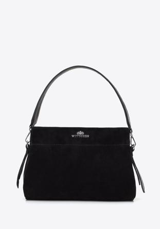 Damenhandtasche aus weichem Leder, schwarz-silber, 95-4E-022-11, Bild 1