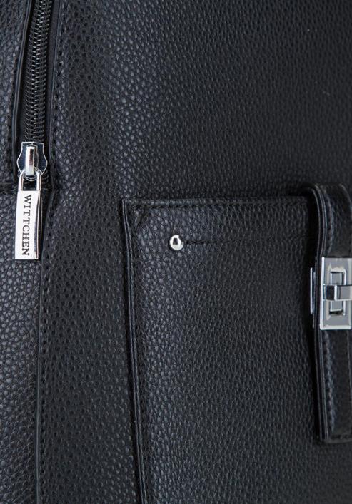 Damenrucksack mit Vordertasche, schwarz-silber, 29-4Y-003-B33, Bild 6