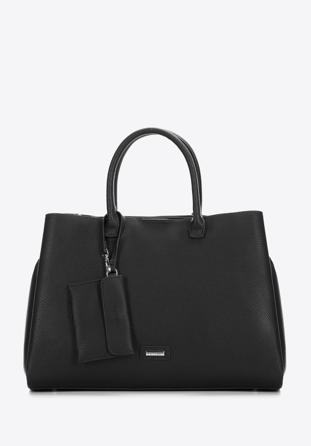 Damentasche mit  abschließbarem Fach, schwarz-silber, 97-4Y-238-1S, Bild 1