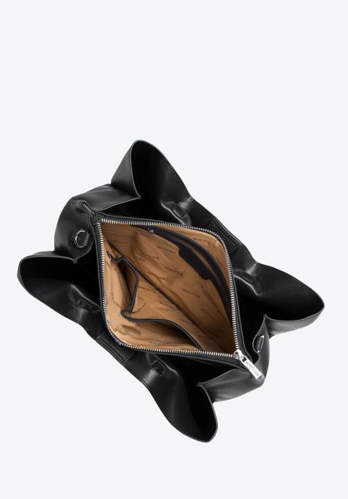 Damentasche mit  abschließbarem Fach, schwarz-silber, 97-4Y-238-7, Bild 4
