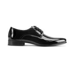 Derby-Schuhe aus Lackleder, schwarz-silber, 93-M-519-1G-40, Bild 1
