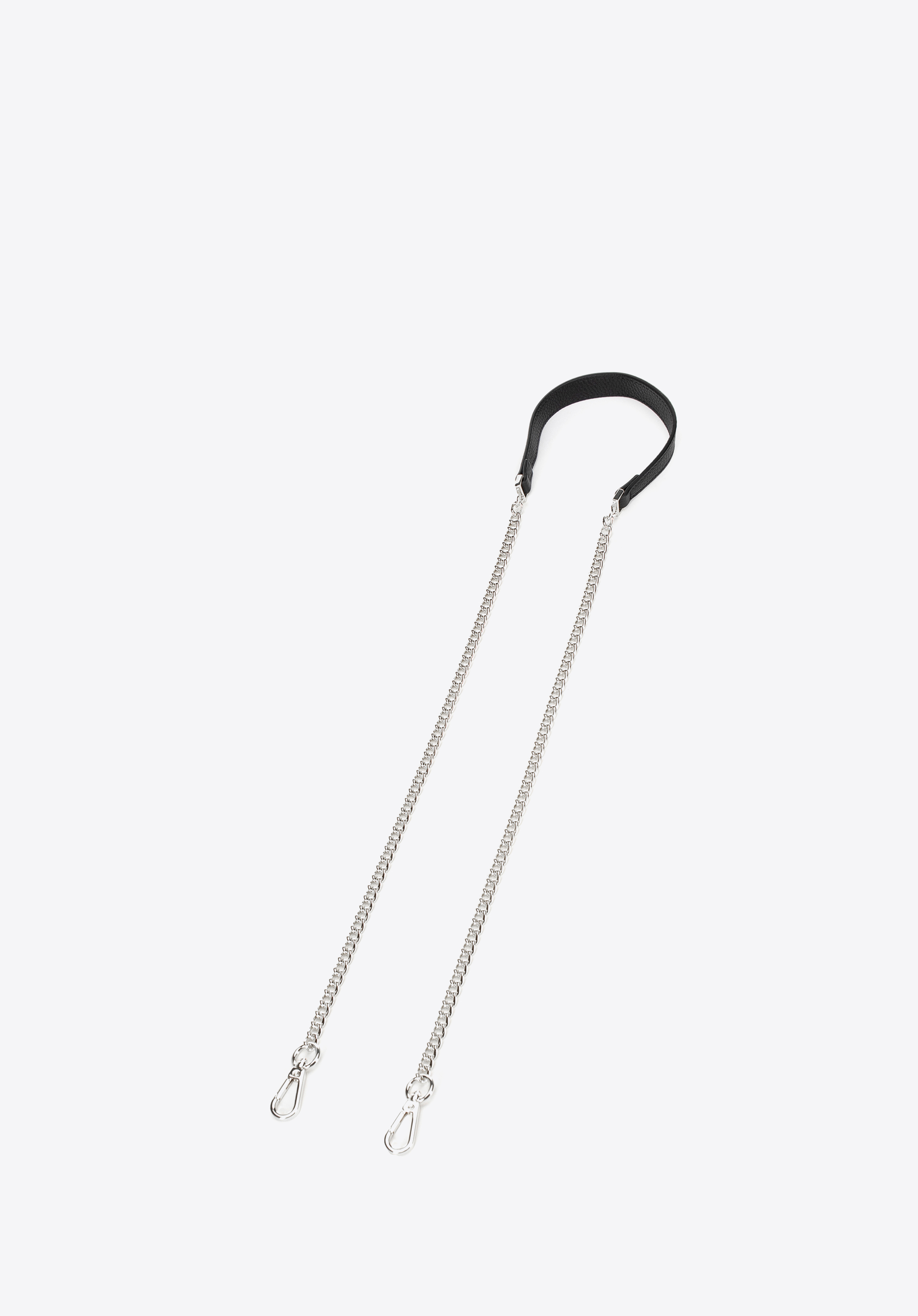 Handtaschenriemen aus Leder mit Kette, schwarz-silber, 99-X-647-X4, Bild 1