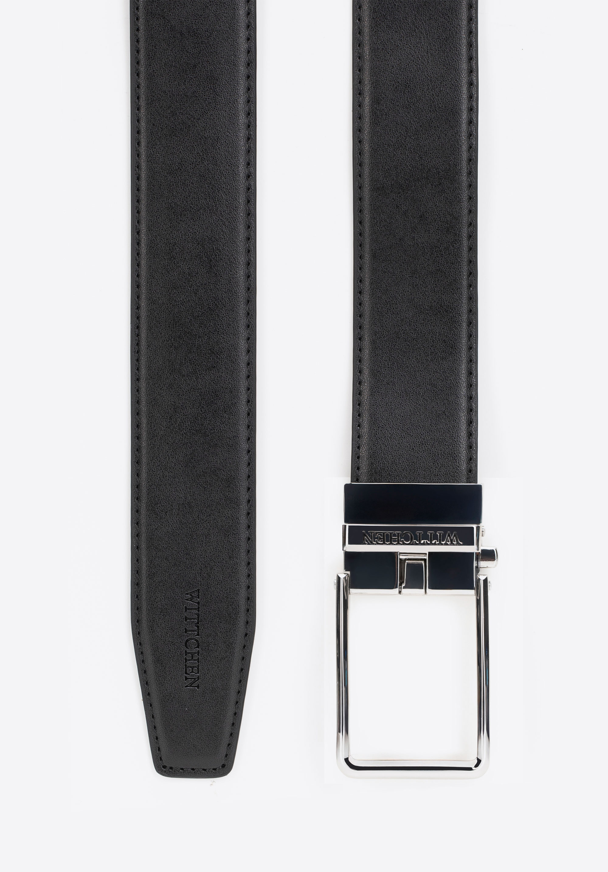 Herren-Ledergürtel mit Automatikschließe, schwarz-silber, 102-8M-105-1S-90, Bild 1