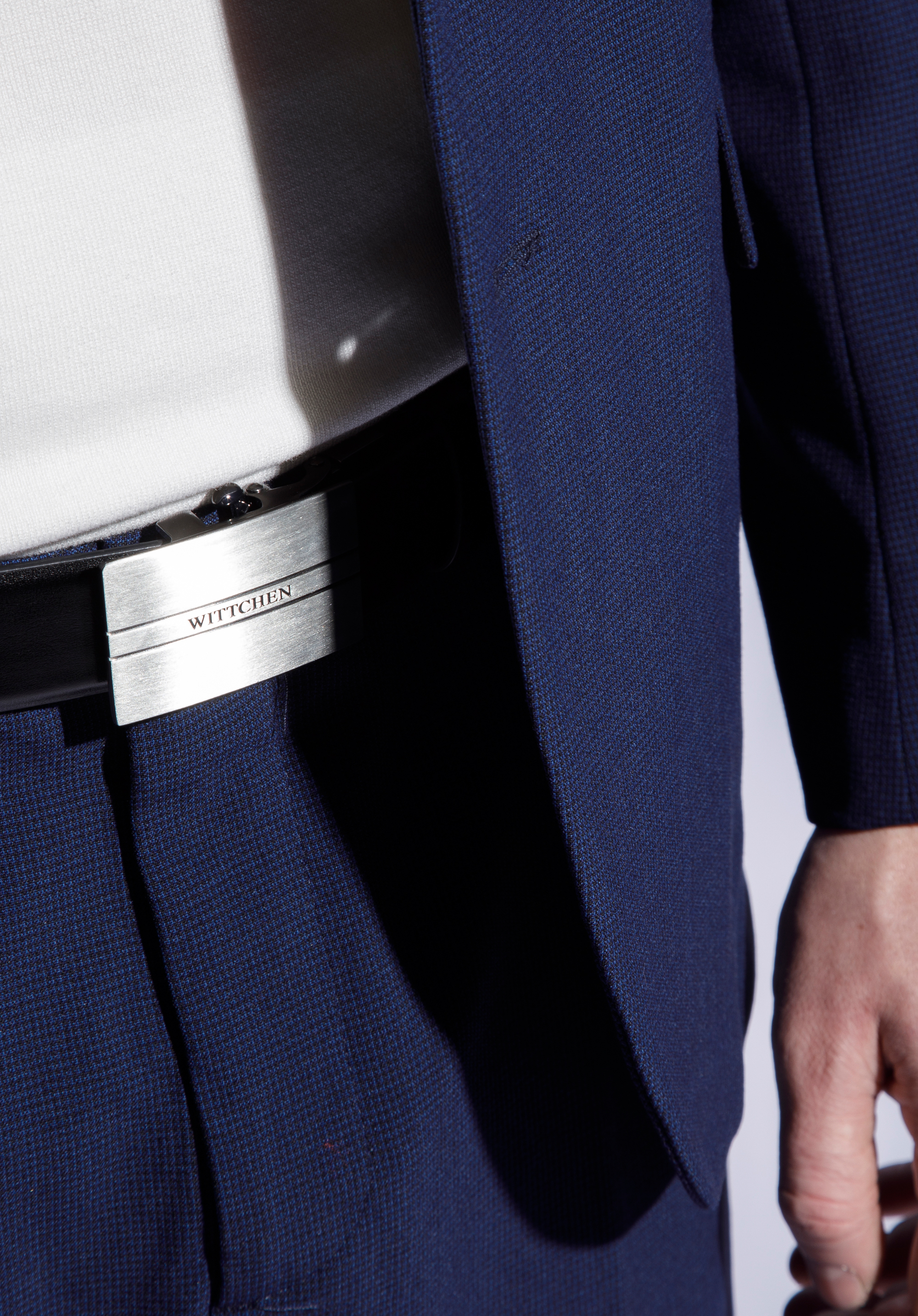 Herren-Ledergürtel mit automatischer Schnalle, schwarz-silber, 96-8M-902-4-100, Bild 1