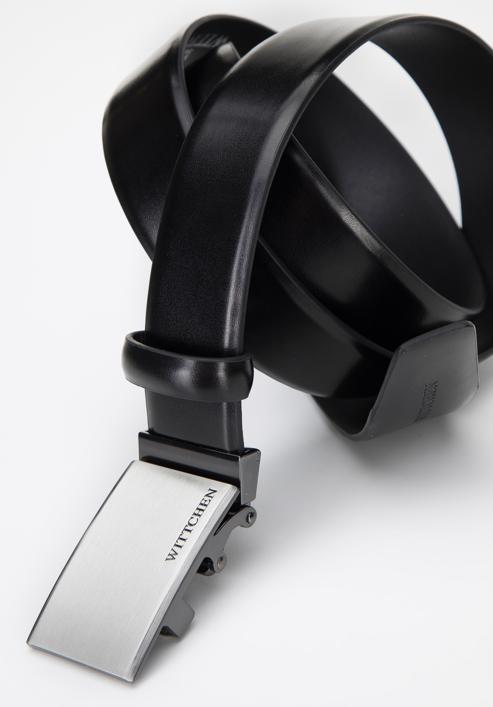 Herren-Ledergürtel mit automatischer Schnalle, schwarz-silber, 96-8M-903-11-90, Bild 3