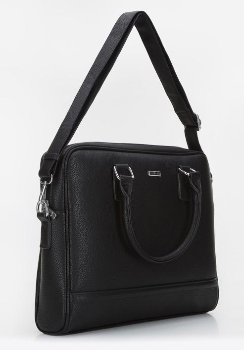 klassische Damen-Laptoptasche aus Ökoleder bis 11/12 Zoll, schwarz-silber, 94-4Y-623-5, Bild 4