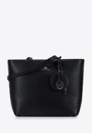 Klassische Shopper-Tasche aus Leder mit Etui und Schlüsselring, schwarz-silber, 95-4E-612-8, Bild 1
