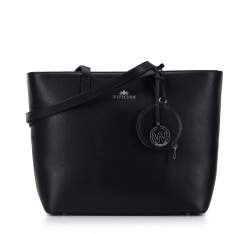 Klassische Shopper-Tasche aus Leder mit Etui und Schlüsselring | WITTCHEN| 95-4E-612, schwarz-silber, 95-4E-612-1, Bild 1
