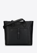 Klassische Shopper-Tasche mit Fronttasche, schwarz-silber, 29-4Y-002-BF, Bild 1