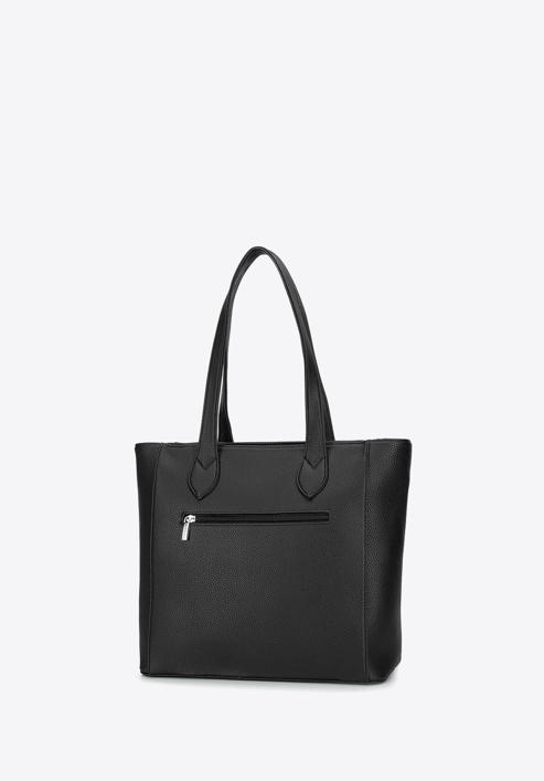 Klassische Shopper-Tasche mit Fronttasche, schwarz-silber, 29-4Y-002-BF, Bild 3