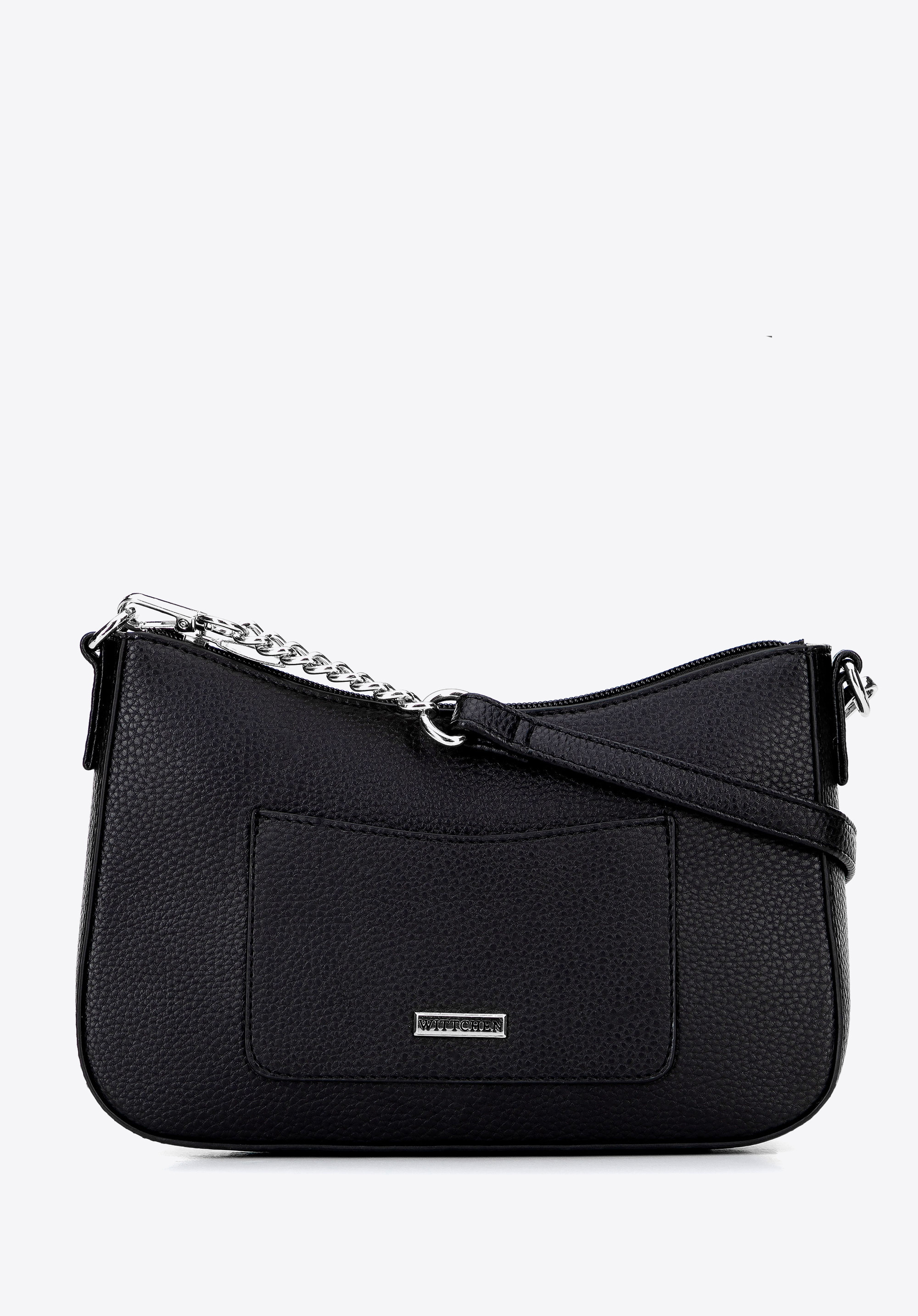 Kleine Damen Handtasche aus Kunstleder, schwarz-silber, 100-4Y-007-1S, Bild 1
