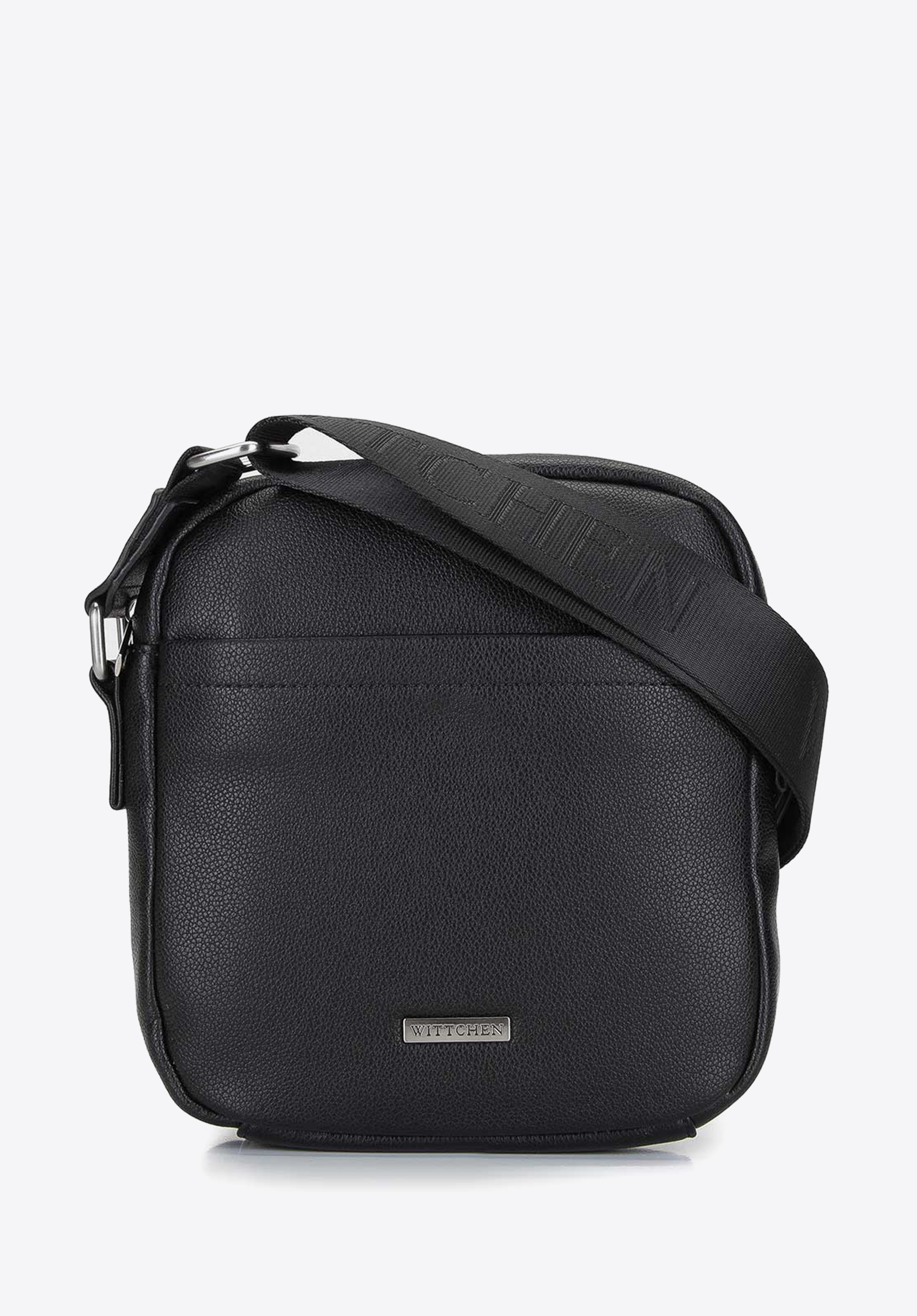 KLEINE HERRENTASCHE MIT FRONTTASCHE, schwarz-silber, 29-4P-003-1, Bild 1