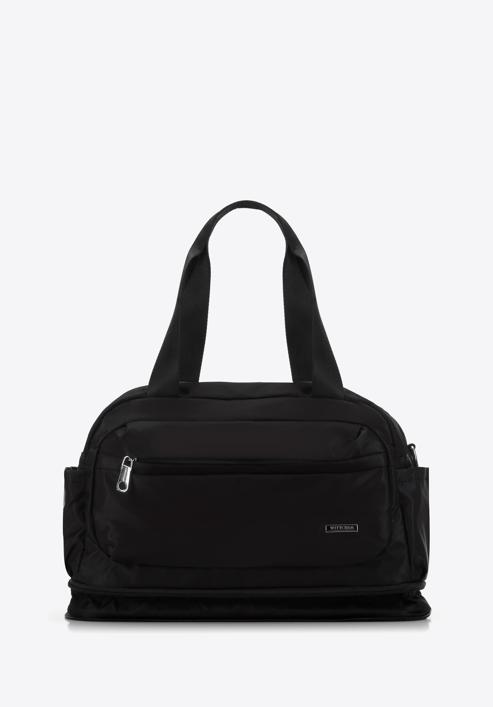 Kleine Reisetasche aus Nylon, schwarz-silber, 98-4Y-106-8, Bild 3