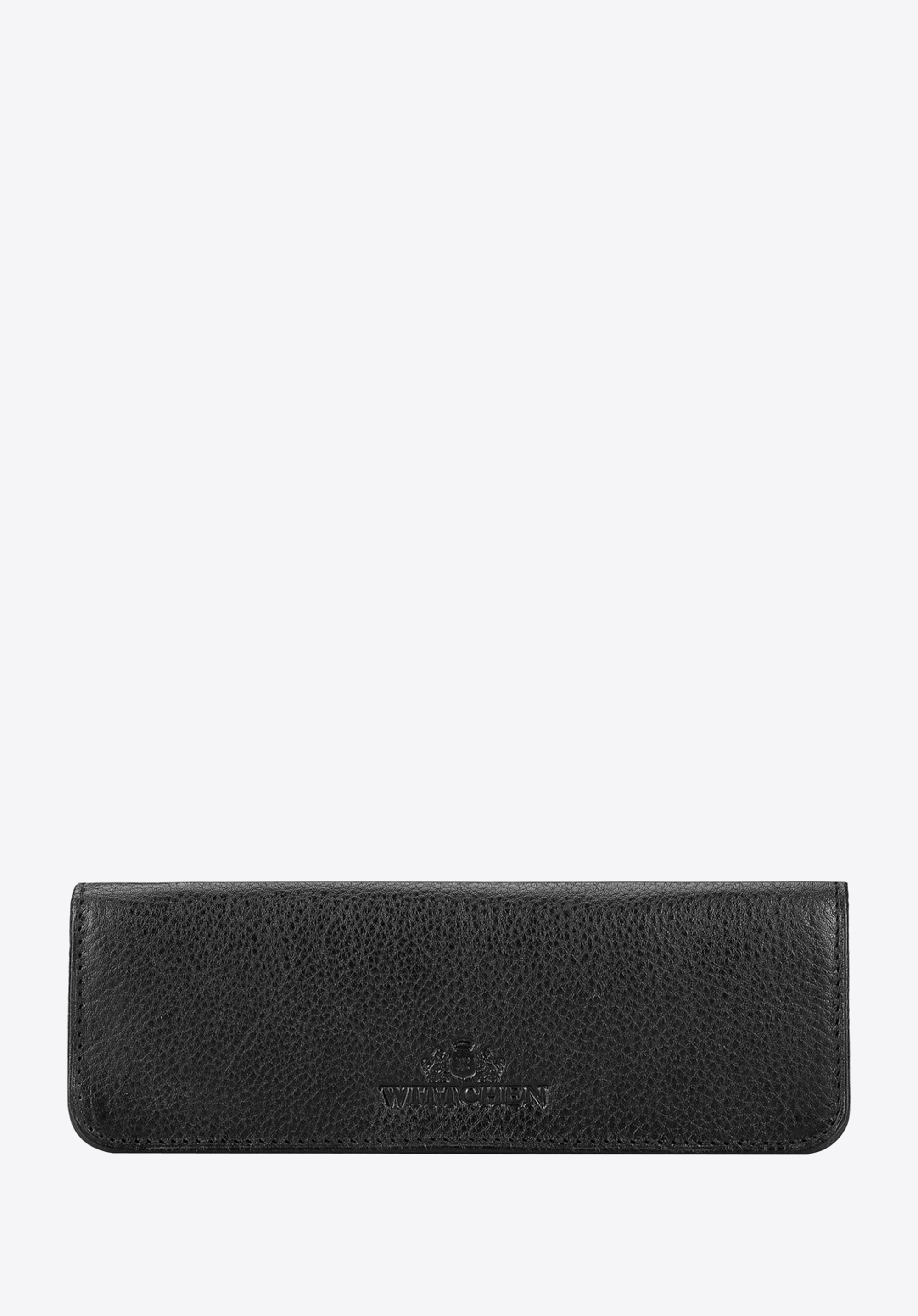 Kugelschreiber-Etui aus Echteder mit Reißverschluss, schwarz-silber, 21-2-001-11, Bild 1