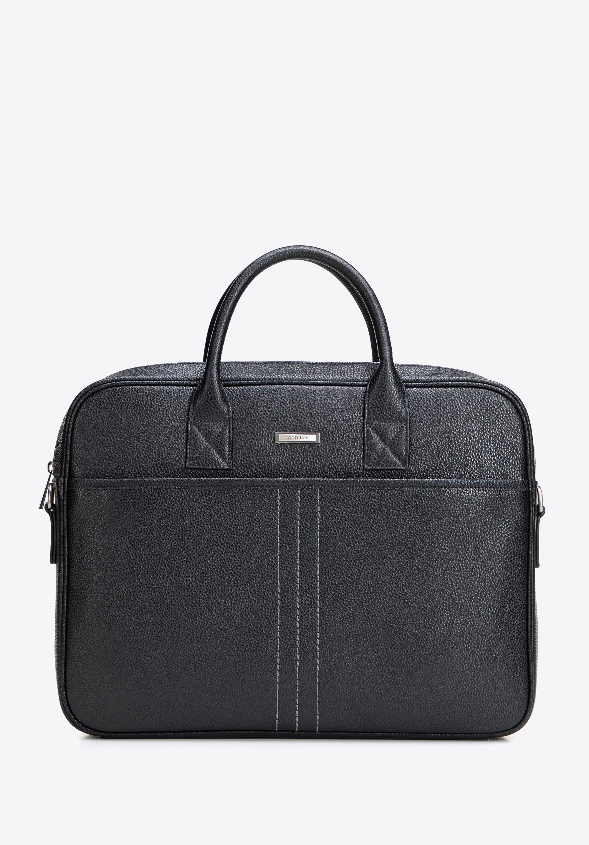 Laptoptasche für Herren, 15,6 Zoll, aus genarbtem Leder, schwarz-silber, 102-3U-601-1S, Bild 1