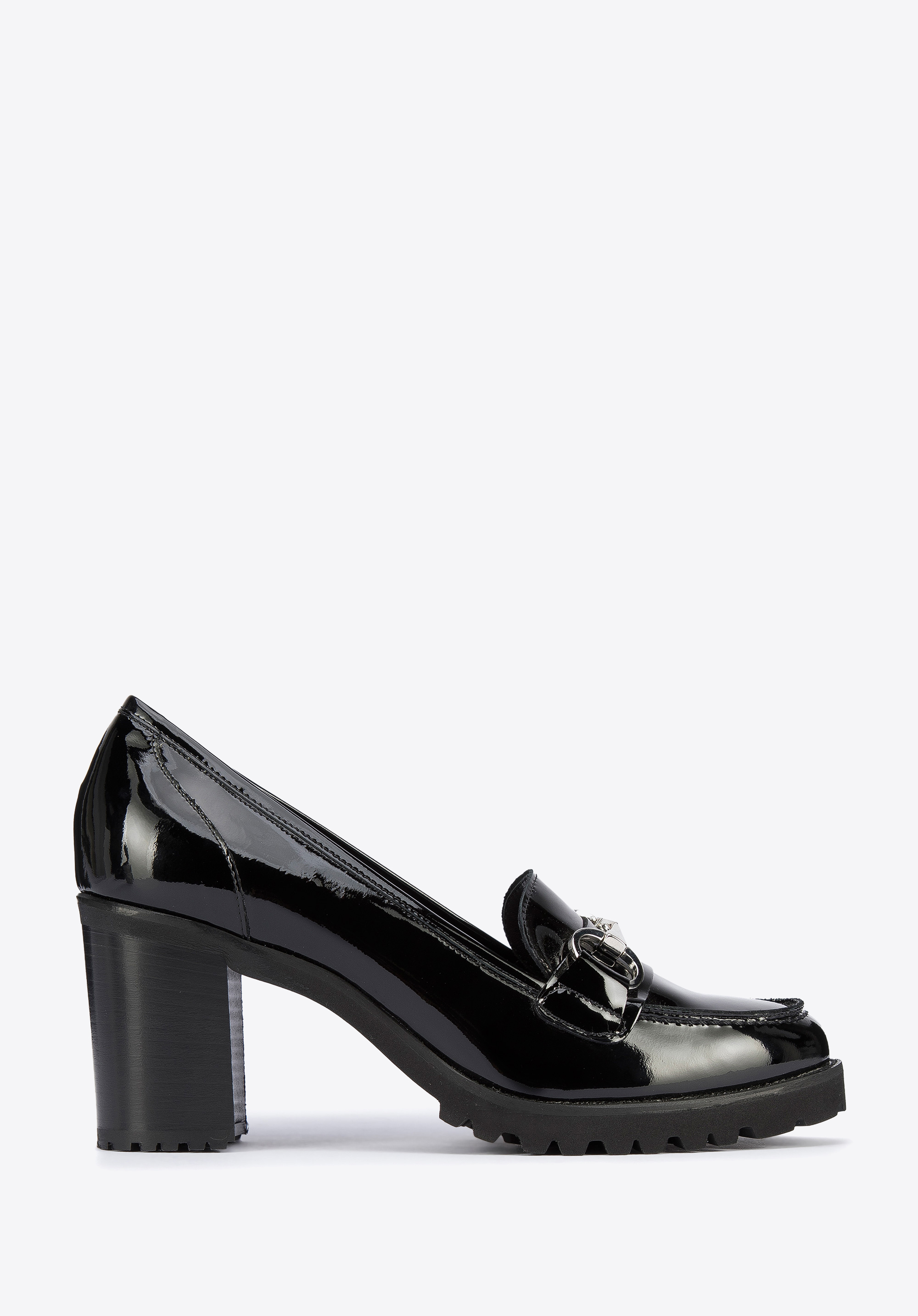 Plateau-Pumps aus Lackleder mit Profil, schwarz-silber, 95-D-100-1L-39, Bild 1