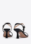 Sandaletten aus Leder mit glänzendem Riemen, schwarz-silber, 96-D-959-1-41, Bild 5