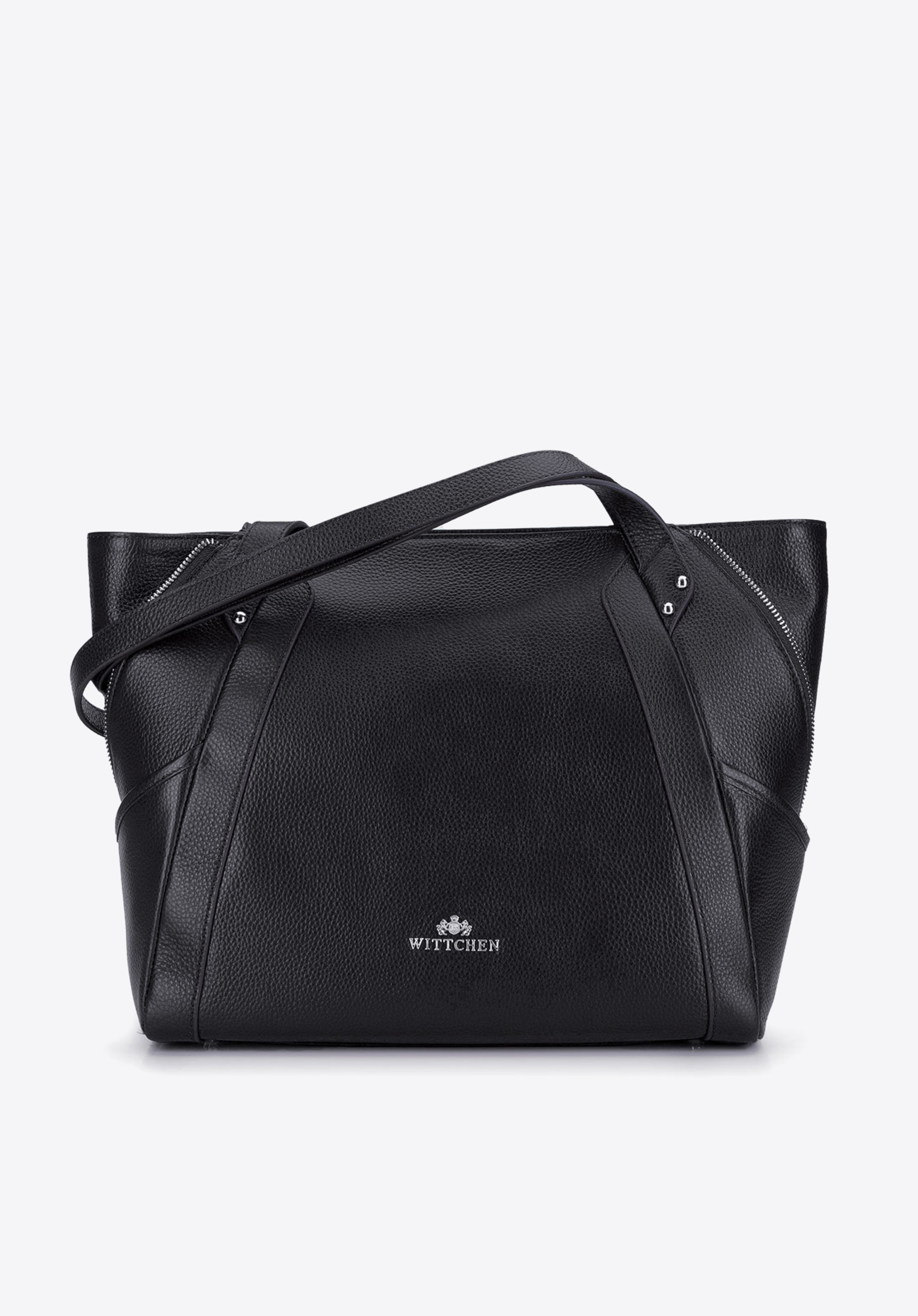 SHOPPER AUS LEDER MIT DEKORATIVEM REISSVERSCHLUSS