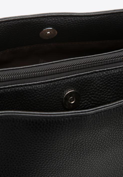 Shopper-Tasche aus Leder mit drei Fächern, schwarz-silber, 97-4E-621-3, Bild 6