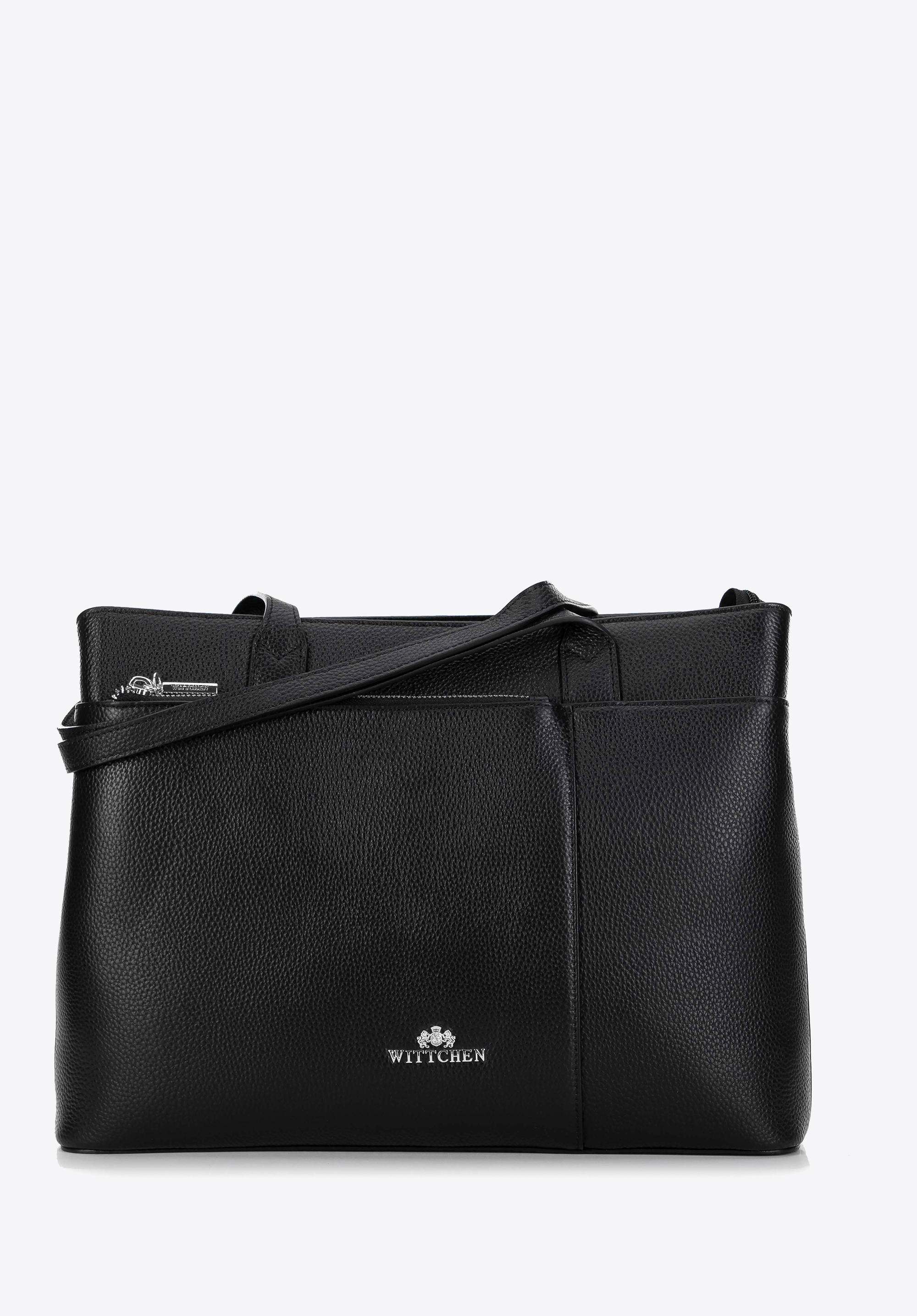 Shopper-Tasche für Damen, schwarz-silber, 29-4E-628-1S, Bild 1