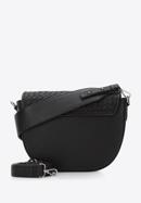 Umhängetasche für Damen mit geflochtener Vorderseite, schwarz-silber, 97-4E-027-1, Bild 2
