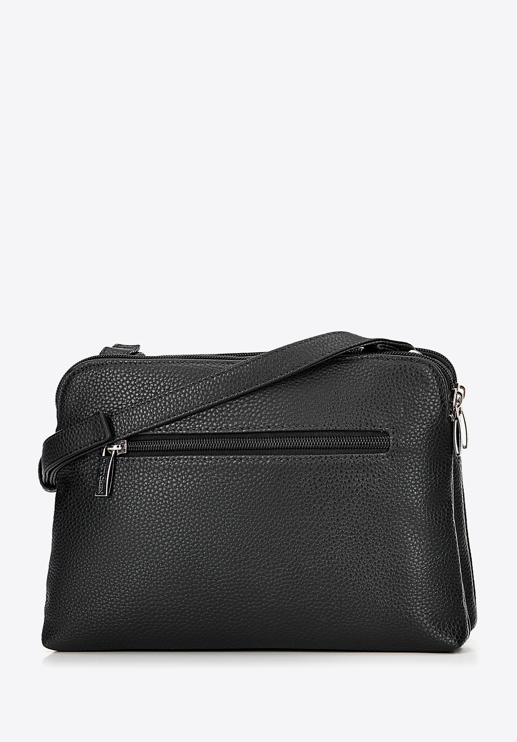 Umhängetasche mit zwei Fächern für Damen, schwarz-silber, 100-4Y-009-1S, Bild 1