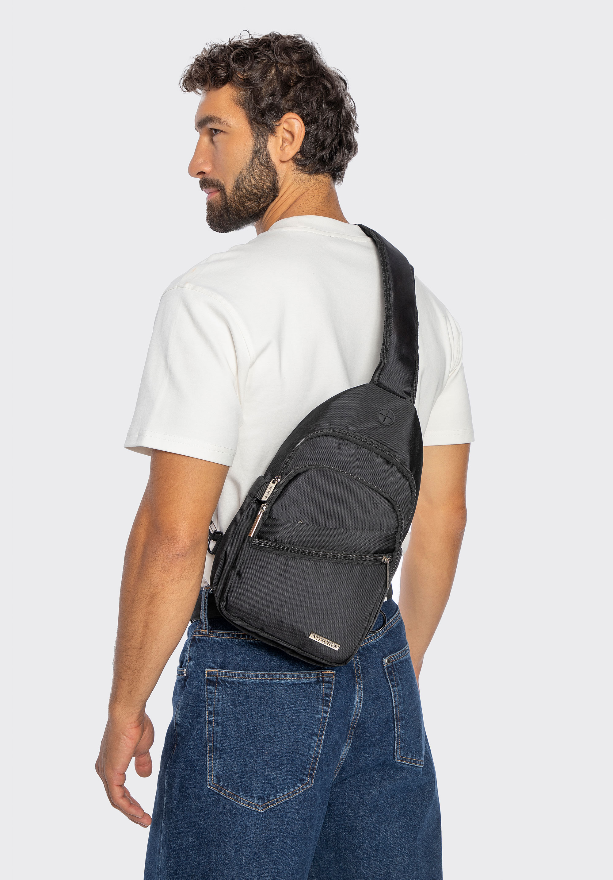 Sling-Rucksack aus Polyester, schwarz, 29-3P-001-10, Bild 1