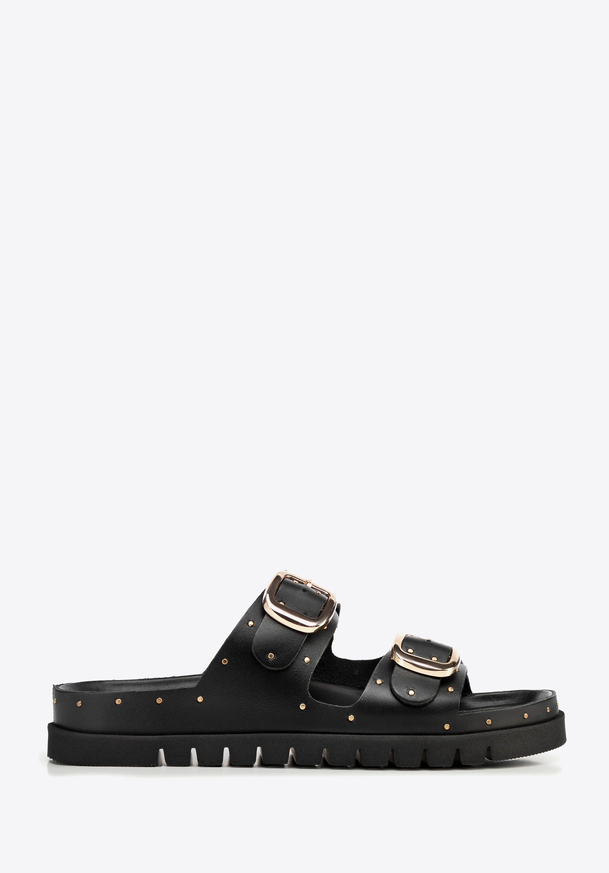 Slip-On-Sandalen aus Leder mit Nieten, schwarz, 100-D-552-1-37, Bild 1