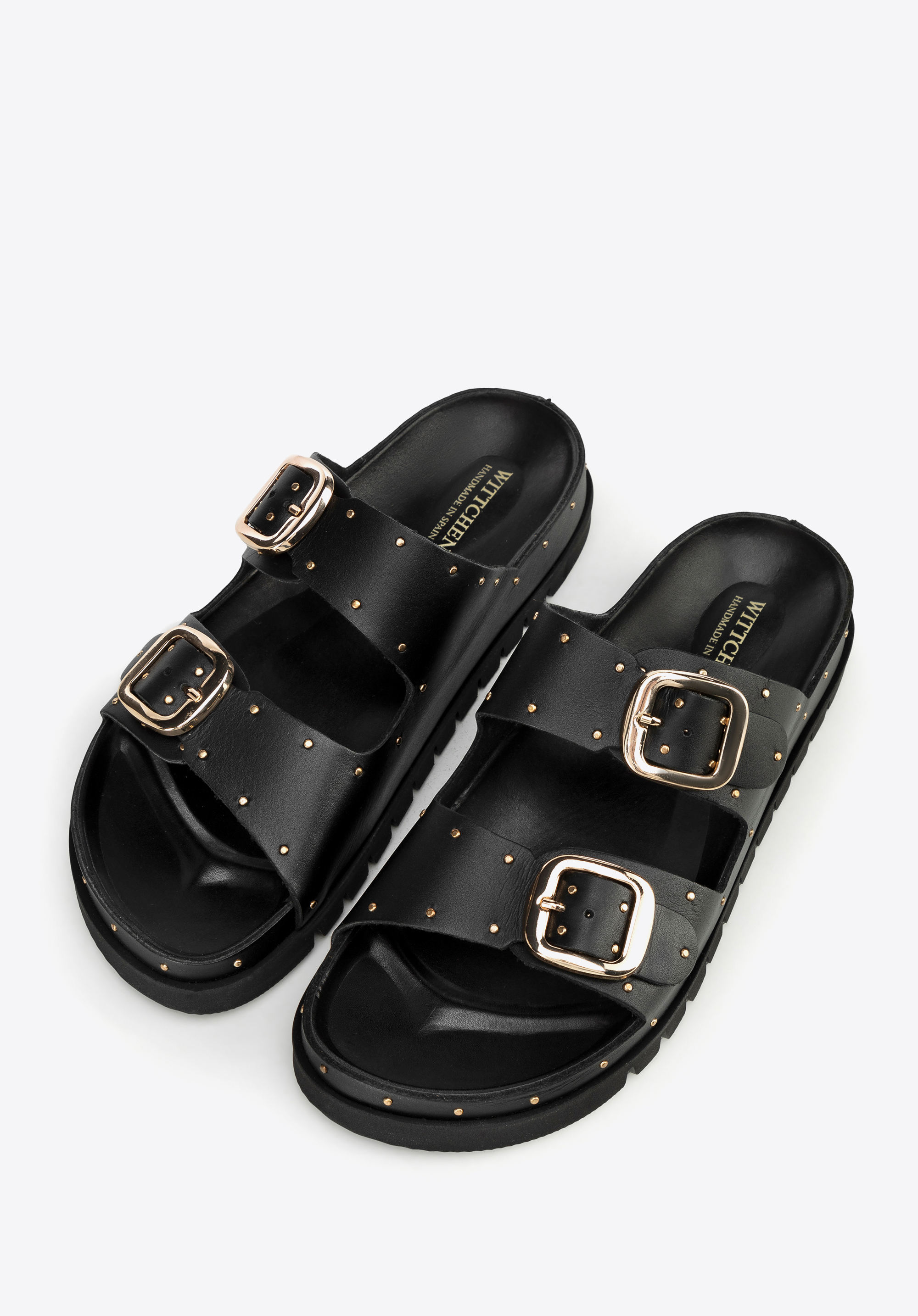 Slip-On-Sandalen aus Leder mit Nieten, schwarz, 100-D-552-1-37, Bild 1