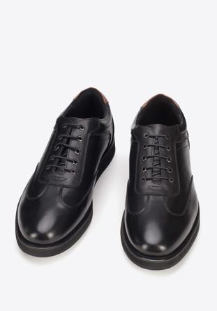 Sneaker für Herren aus Leder mit flacher Sohle, schwarz, 93-M-506-1-43, Bild 1