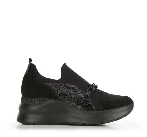 Sneakers aus Leder mit Kette, schwarz, 95-D-652-1-36, Bild 1