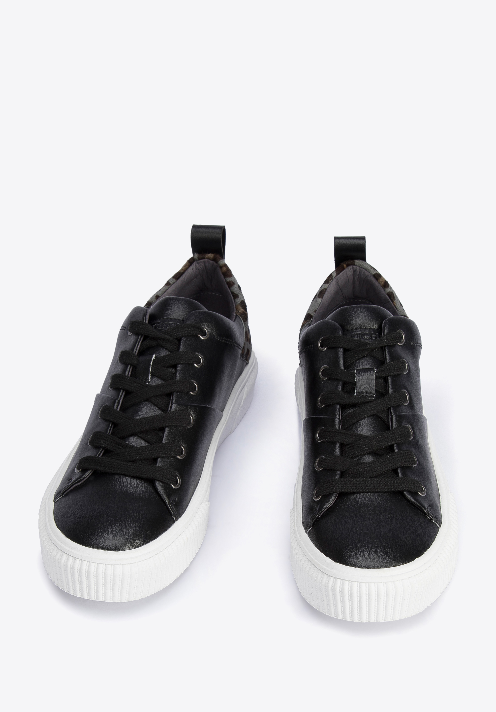 Sneakers für Damen aus Leder mit Leopardenmuster, schwarz, 95-D-952-1-37, Bild 1