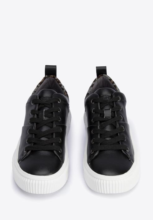 Sneakers für Damen aus Leder mit Leopardenmuster, schwarz, 95-D-952-1-36, Bild 3