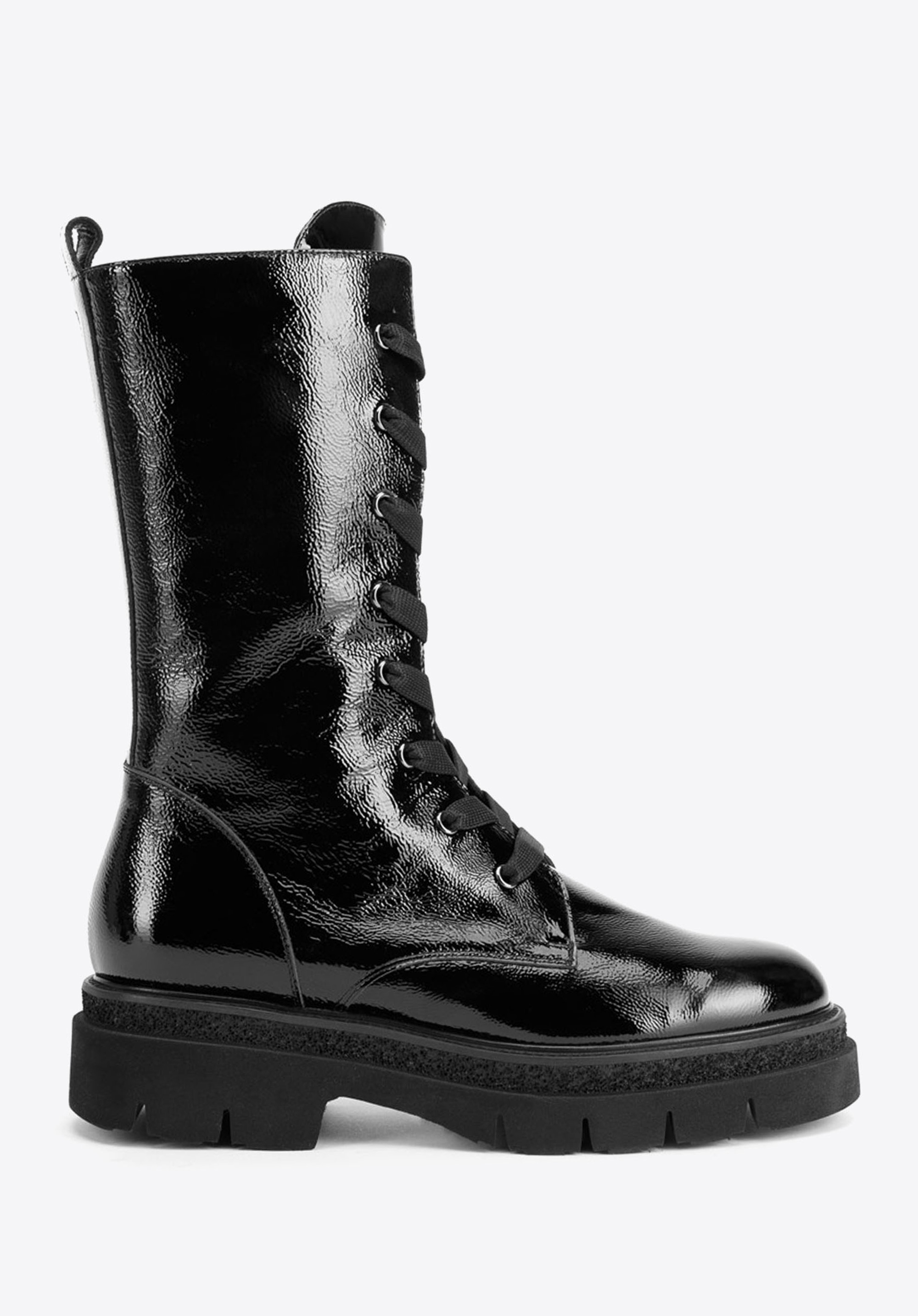 Springerstiefel aus Lackleder, schwarz, 93-D-111-1-35, Bild 1