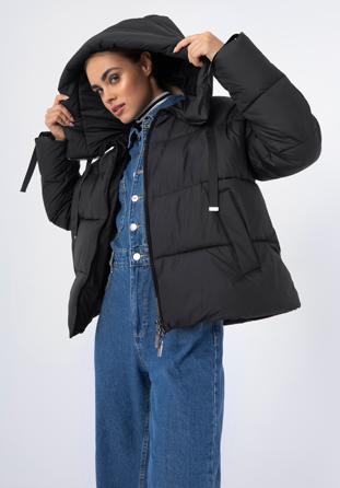 Steppjacke für Damen mit Strickbündchen an den Ärmeln - Oversize, schwarz, 97-9D-401-1-M, Bild 1