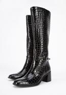 Stiefel aus Lackleder in Kroko-Optik, schwarz, 95-D-508-1-36, Bild 8