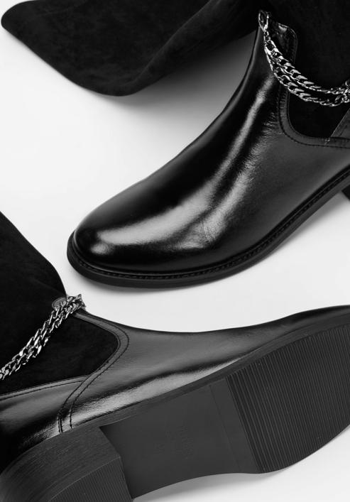 Stiefel aus Leder mit Kette und mit elastischem Schaft, schwarz, 93-D-504-1-38, Bild 7